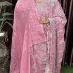 Dusty Pink Fandy Silk Saree - Tesri Work