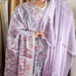 Lavender Jimmy Choo Saree - Red Floral Work