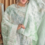 Mint Green Jimmy Choo Saree - Silver Embroidery