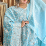 Sky Blue Jimmy Choo Saree - Silver Work
