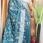 Teal Green Jimmy Choo Saree - Floral Work