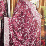 Wine Magenta Jimmy Choo Saree - White Floral