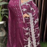 Wine Plum Fandy Silk Saree - Tesri Work